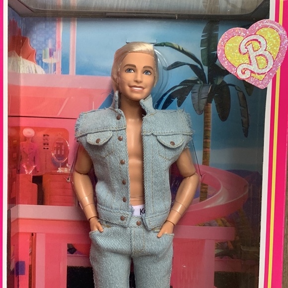 Barbie The Movie Collectible Ken Doll Wearing Denim New Mattel - Picture 4 of 7
